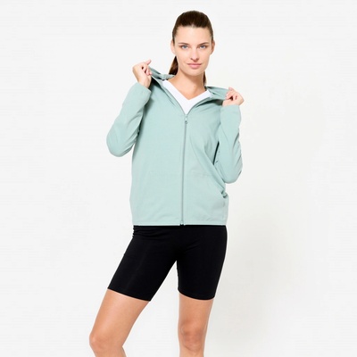 Domyos dámska mikina na zips na fitness zelená