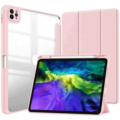 SES 2v1 Smart flip cover + zadní silikonový ochranný obal s držákem na pero Apple iPad 13 2024 7 generace 16961 světle růžový