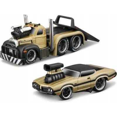 Maisto Transports 1953 MACK B-61 Flatbed 1970 Oldsmobile 442 1:64