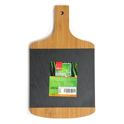 Horecano Бамбукова дъска правоъгълна с дръжка и слюда за презентация 40/23, 3-h1, 9cm(S019L) (0116160)