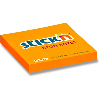 Hopax Stick'n Neon Notes - samolepicí bloček - oranžový 76 x 76 mm – Zboží Mobilmania