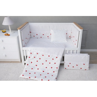 Babyhome Еко комплект за легло от 7 части Цвят Червени сърчица (yuar10)