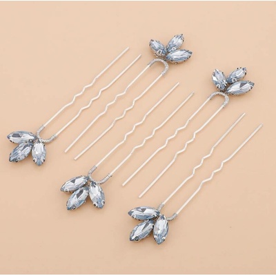 Naishide Jewelry Sada vlásenek s kamínky - 5 ks Druh barvy: Stříbrná