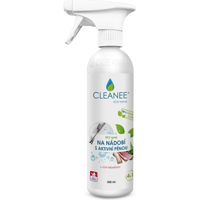CLEANEE EKO Sprej na NÁDOBÍ s aktivní pěnou a vůní rebarbory 500 ml