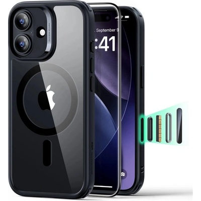 ESR iPhone 17 ESR CLASSIC HYBRID Силиконов удароустойчив протектор за телефон, MagSafe + защитно стъкло за екрана, черен GP-174887 (GP-174887)