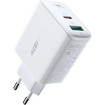 ACEFAST Захранване за ел. мрежа с USB-A и USB-C изходи и технология за бързо зареждане - Acefast A5 Dual Port Wall Charger 32W (бял) (A5-white)