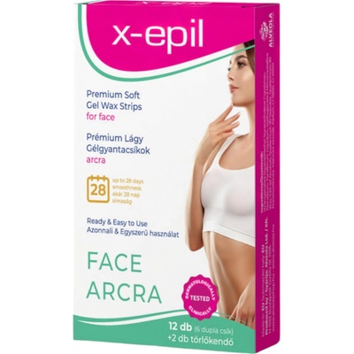 X-Epil Prémiové gelové depilační pásky na obličej 12 ks