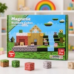  Магнитни кубчета - 150 части (Minecraft стил - къща и водопад) 2см