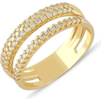 Lillian Vassago Zlatý dvojitý prsten se zirkony LLV22 GR072