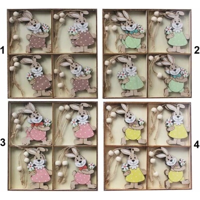 Lepaso Zajíc závěs dřevo 12ks/5cm Mix