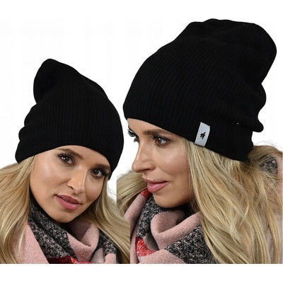 Fashionweek dámská žebrovaná čepice na fleecu šmoulinka beani ZIZI-04 Černá
