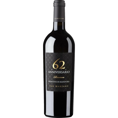 San Marzano 62 Anniversario Primitivo di Manduria Riserva 2019 Červené 14,5% 0,75 l (holá láhev)