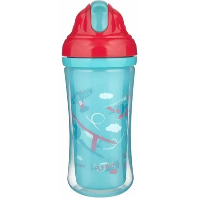 Canpol babies Чаша с двойни страни и силиконова сламка Canpol - Planes, 260 ml (74/052c)