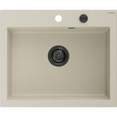 Mexen Elix кухненска мивка от гранит с 1 отделение 600 x 500 мм, бежова, сифон черен- 6525601005-69-B (6525601005-69-B)