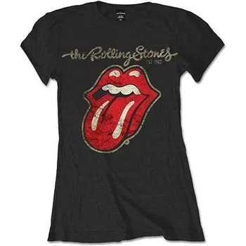 The Rolling Stones Plastered Tongue Black S Дамски Риза (RSTEE10LB01)