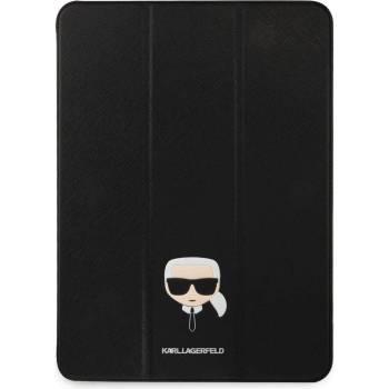 KARL LAGERFELD Saffiano Karl Head Folio Case - дизайнерски кожен кейс с поставка за iPad Pro 11 M1 (2021), iPad Pro 11 (2020), iPad Pro 11 (2018) (черен)