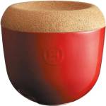 Emile henry (Франция) Керамичен канистър за чесън emile henry garlic pot с капак - Ø14.5 см - цвят червен (eh 8763-34)