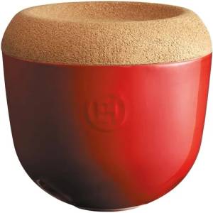 Emile henry (Франция) Керамичен канистър за чесън emile henry garlic pot с капак - Ø14.5 см - цвят червен (eh 8763-34)