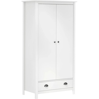 vidaXL Гардероб с 2 врати Hill бял 89x50x170 см борово дърво масив (288948)