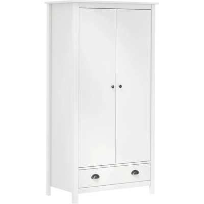 vidaXL Гардероб с 2 врати Hill бял 89x50x170 см борово дърво масив (288948)