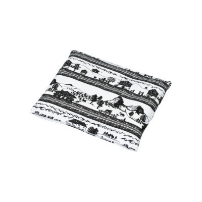 TORF ZIEGLER Polštářek s třešňovými peckami černo-bílá vesnice 25 x 23 cm