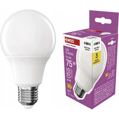 EMOS LED žiarovka Classic A60 E27 9,5 W 75 W 1055 lm Neutrálna biela