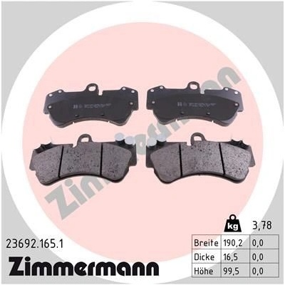 Sada brzdových platničiek kotúčovej brzdy ZIMMERMANN 23692.165.1