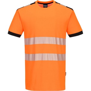 Portwest hi-vis pw3 pw318 / Мъжка светлоотразителна риза с къс ръкав - hv оранжево/черно l (pw318obrl)
