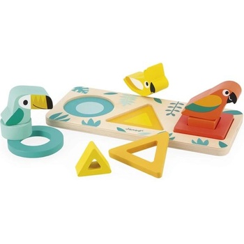 Janod Дървен пъзел Птици Тропик