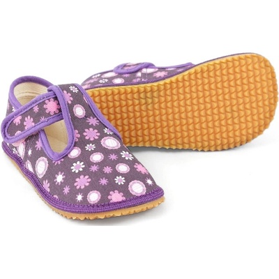 Beda detské Barefoot papuče Flower Wide Violet