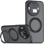 realme Калъф за Realme GT 8 Pro 5G Магнитен TPU + PC с 360° Въртяща Стойка и Скрийн Протектор - Прозрачен Черен