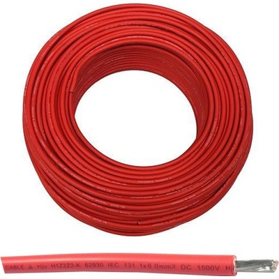 Solární kabel PV1-F 10mm2, 1kV - červený, 100m balení; PV10-100-R
