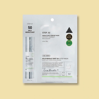 VT Cosmetics Dvoustupňová posilující maska na obličej s mikrojehličkami Mild Reedle Shot 50 2-Step Mask 1.5 g 25 g 1 ks
