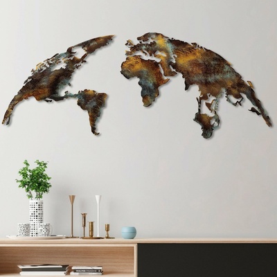 Wallity Nástěnná kovová dekorace World Map Medium 3 vícebarevná