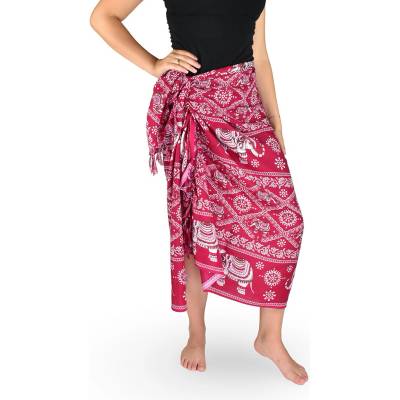 Thajsko Sarong Pareo BUN slonia karavána vínová