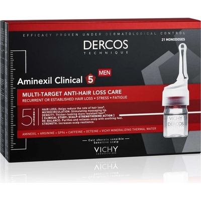 Vichy Dercos Aminexil Clinical 5 cílená péče proti vypadávání vlasů pro muže Multi-Target Anti-Hair Loss Treating Care 21 x 6 ml