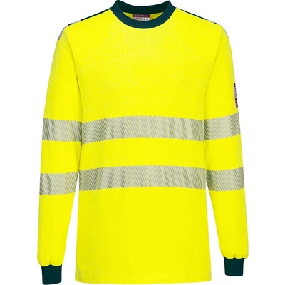 Portwest FR701 PW3 Modaflame Knit Hi-Vis FR tričko s dlhým rukávom Žltá/Námornícka modrá XXXL