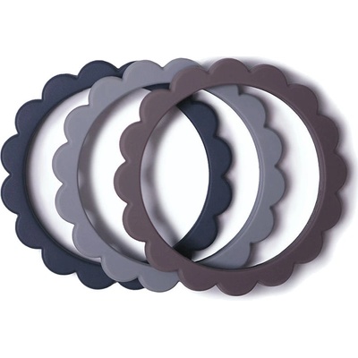 Mushie náramkové zo silikónu Flower Steel dove Gray Stone
