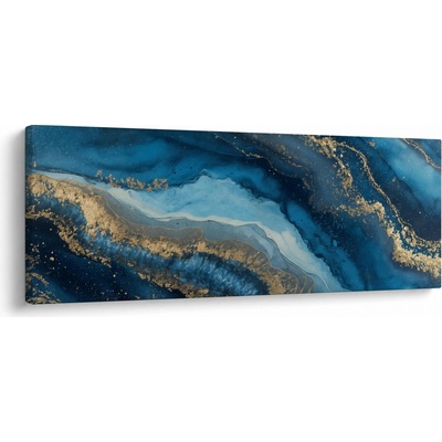 Obraz - Modrá mramorová abstrakce, jednodílný 145x58 cm
