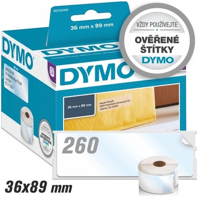 Štítky Dymo LW Standard - permanentní, 36x89 (99013) 260ks čiré
