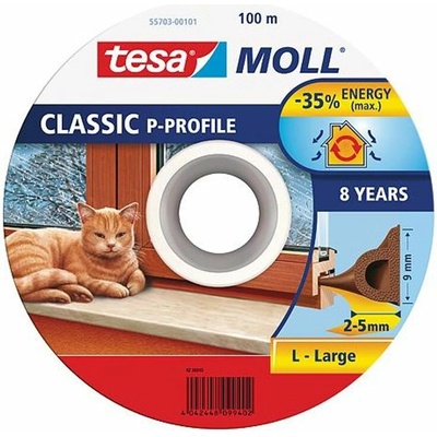 Tesa Tesnenie tesamoll profil P, 9 mm, hnedé, L-100 m, na okná a dvere, hnedé