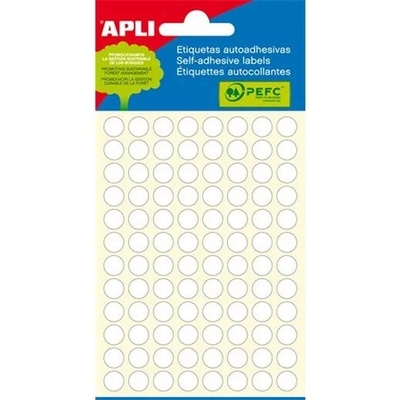 APLI Etikety, 8 mm okrúhle, ručne popisovateľné, biele, APLI, 480 etikiet/bal