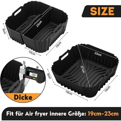 HLEIUKT Sada 3 silikonových forem do fritézy, příslušenství do fritézy pro Cosori, Philips, Tefal, Ninja,
