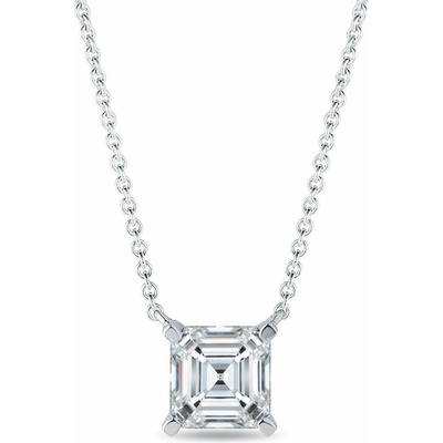 Klenota Náhrdelník z bieleho zlata s lab grown diamantom asscher N0868752