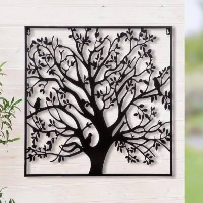 Gilde Kovová nástěnná dekorace Strom š 60 × h 1 × v 60 cm