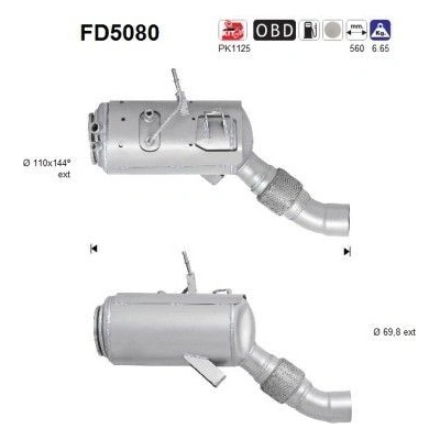 Filter sadzí pevných častíc výfukového systému AS FD5080