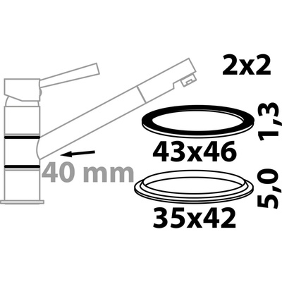 Kirchhoffovo břitové těsnění a posuvný kroužek pro otočné spojení 40 mm 2 x 2 kusy