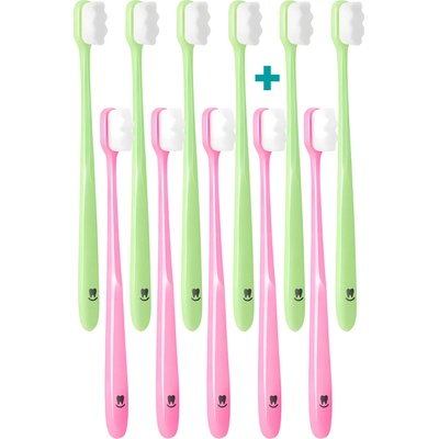 Nanosmile Ultrajemný zubní kartáček Green&Pink 11 ks