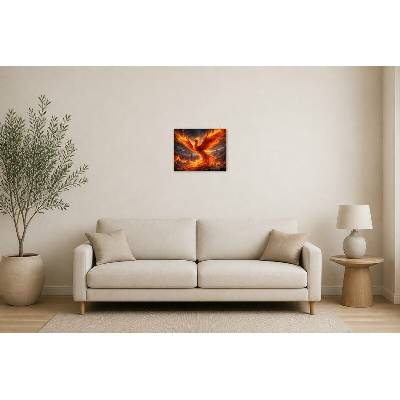Obraz na plátně – Ohnivý pták nad plameny 50 × 40 cm – Hledejceny.cz