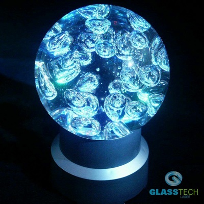 Křišťálová koule s bublinkami 120 mm, LED stojánek